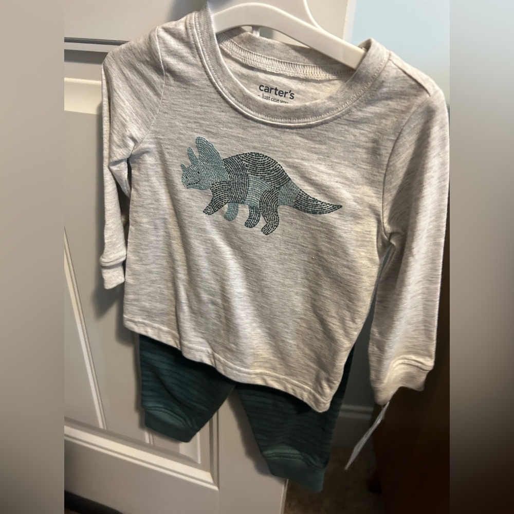 Carters Dinosaur Triceratops Long Sleeve Shirt And Pants 9 Months NWT